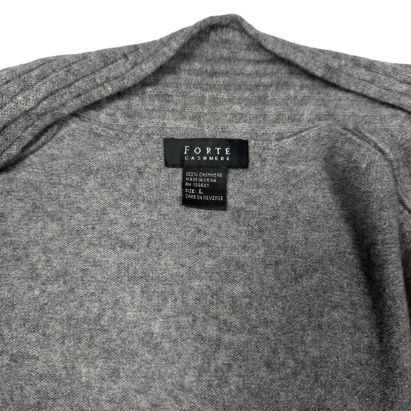 Forte Cashmere Open Front Cashmere Cardigan Sz.L Gray Quiet Luxury Cozy Longline - Picture 5 of 13